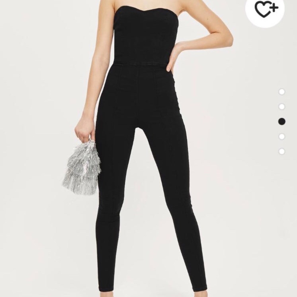 Strapless jean jumpsuit
